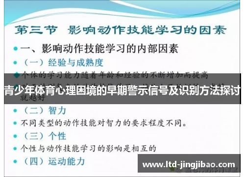 青少年体育心理困境的早期警示信号及识别方法探讨